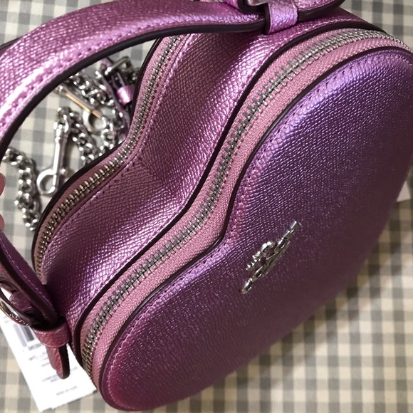 😊 Coach Heart Crossbody Silver/Metallic Lilac - Picture 11 of 11